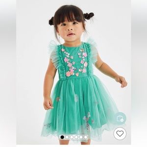 next Green Floral Tulle Party Dress